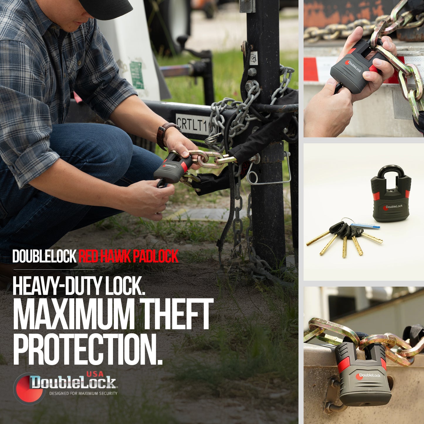 RED HAWK Ultra Duty Padlock | High-Shoulder 2 Piece Shackle Lock