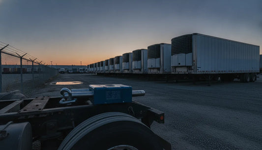 Secured commercial trailers in a logistics fleet yard