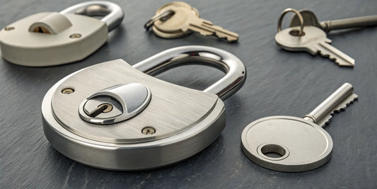 Two stainless steel discus locks with keys, demonstrating how to choose a secure lock.