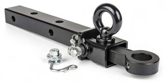 A heavy-duty pintle hitch secured with an anti-theft lock.