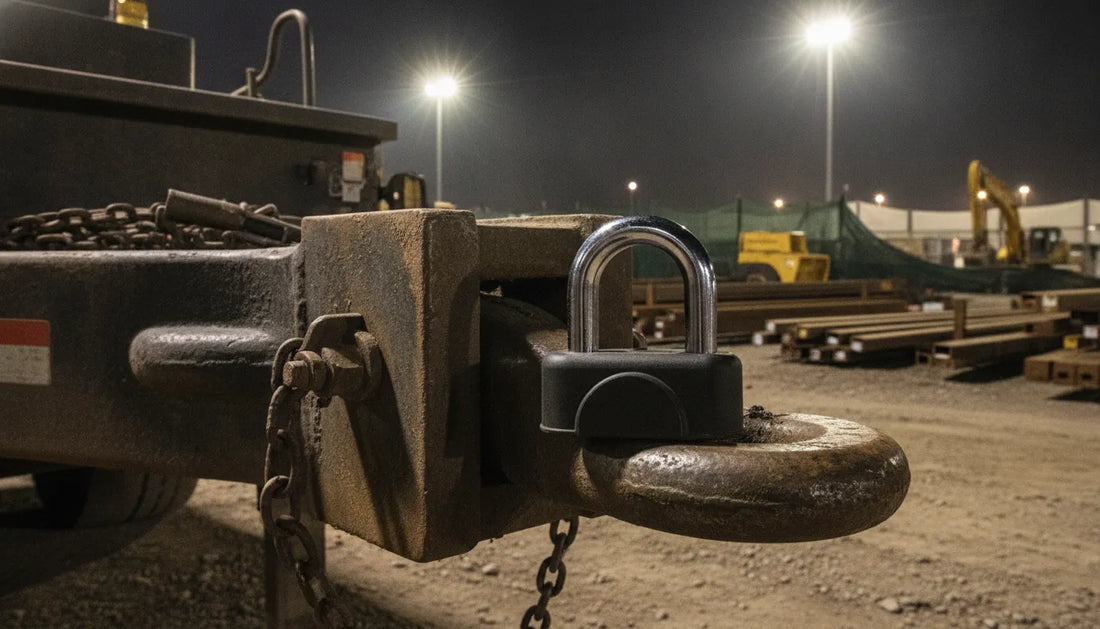 Heavy-duty pintle hitch secured on an equipment trailer