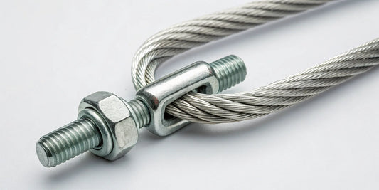 A steel cable loop secured with a steel cable clamp.