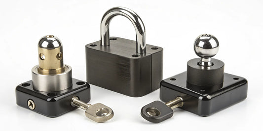 A heavy duty trailer hitch lock and padlock providing high security for a trailer.
