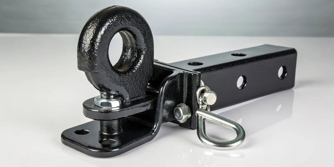 A durable steel pintle lock designed for heavy-duty towing and trailer security.