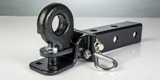 A durable steel pintle lock designed for heavy-duty towing and trailer security.