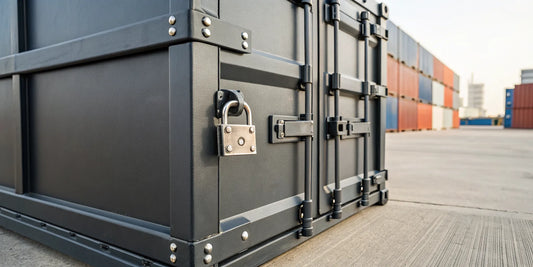 A high-security padlock, one of the best locks for a shipping container.