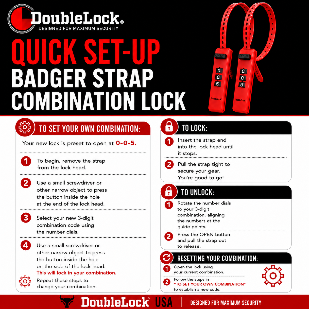 BADGER Strap Locks (x2) | Flexible Strap Locks