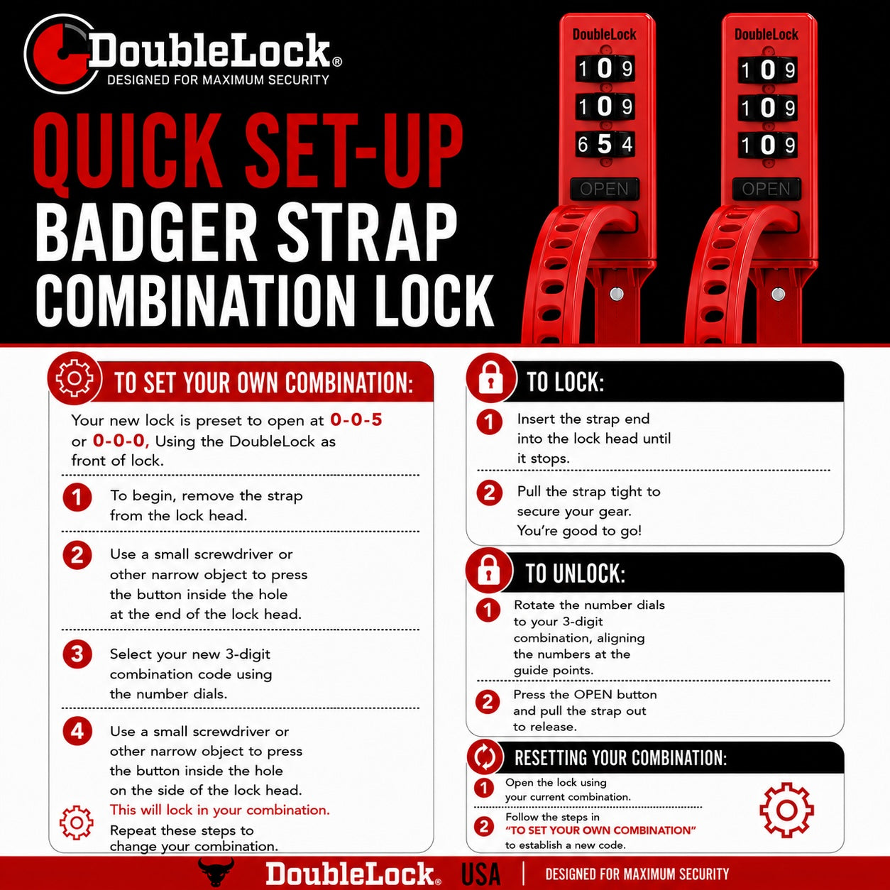 BADGER Strap Locks (x2) | Flexible Strap Locks