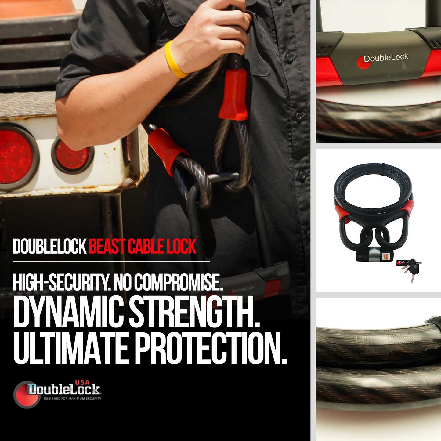 BEAST Ultra Duty Cable & Lock Bundle | Braided Steel Cable & U-Lock Combo