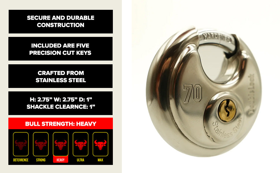 CRAB Discus Lock 2.0 Stainless Steel Anti-Pry DoubleLock USA