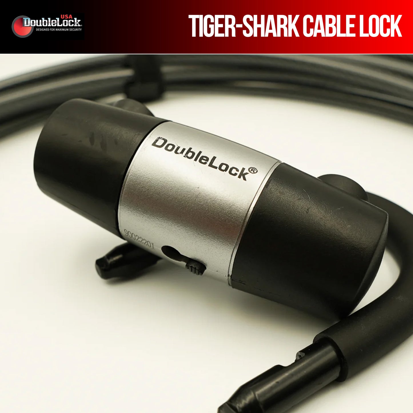 TIGER-SHARK Extra Long Cable & Lock Combo | Shackle Lock and Long Steel Cable Bundle