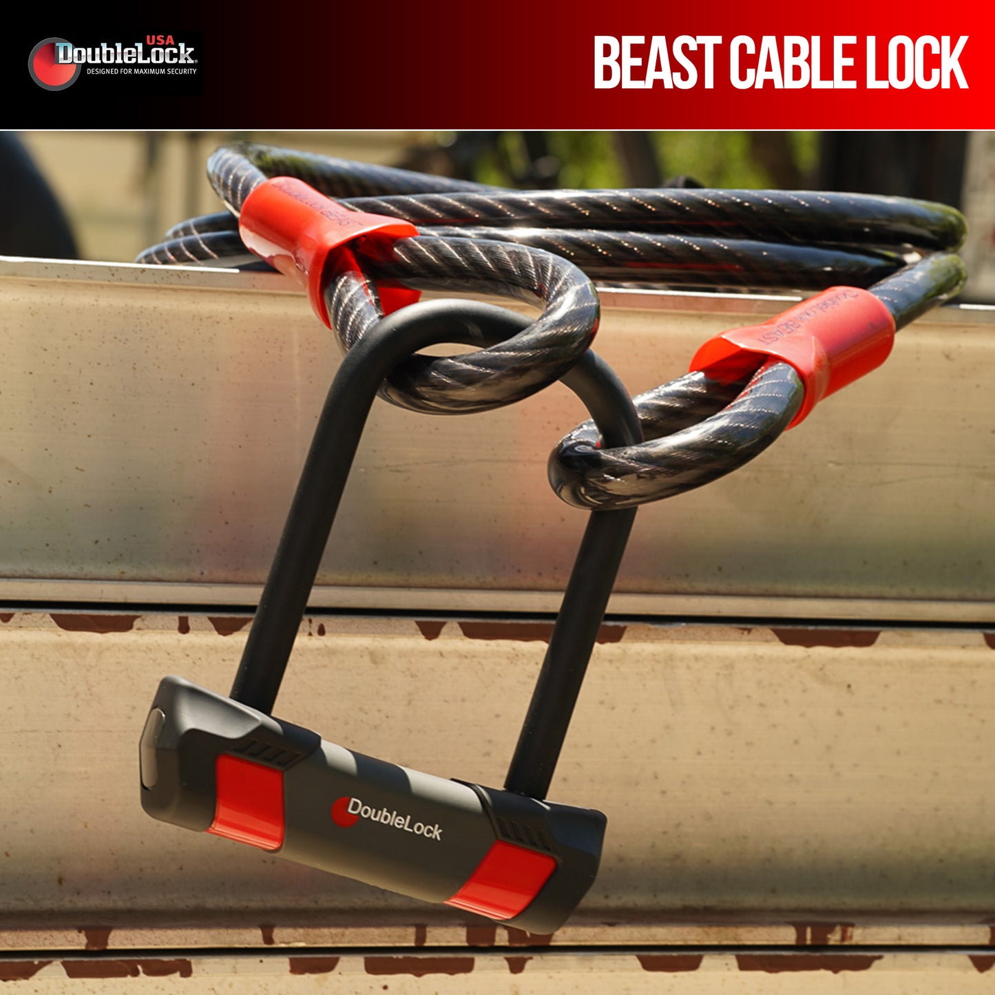 BEAST Ultra Duty Cable & Lock Bundle | Braided Steel Cable & U-Lock Combo
