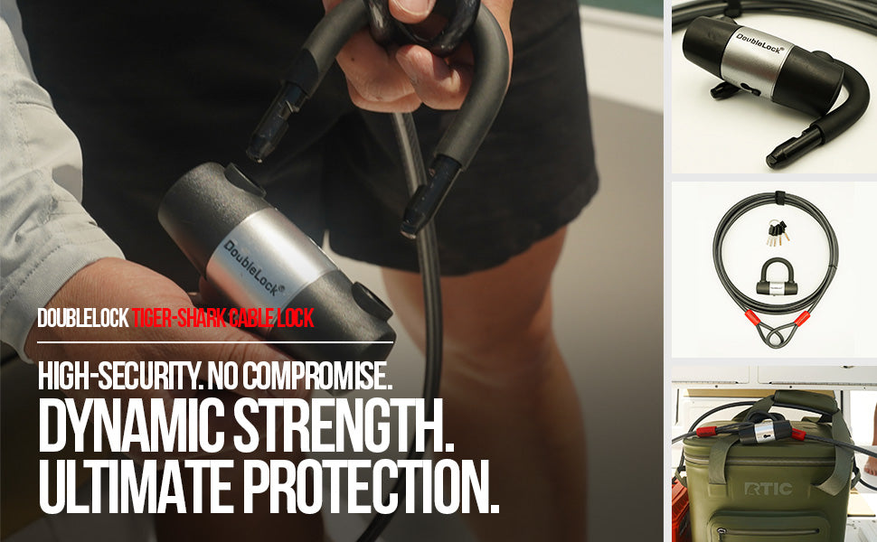 TIGER-SHARK Extra Long Cable & Lock Combo | Shackle Lock and Long Steel Cable Bundle