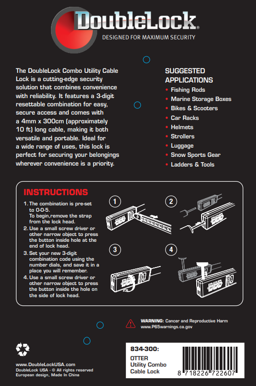 DoubleLock OTTER - Utility Equipment Cable Lock