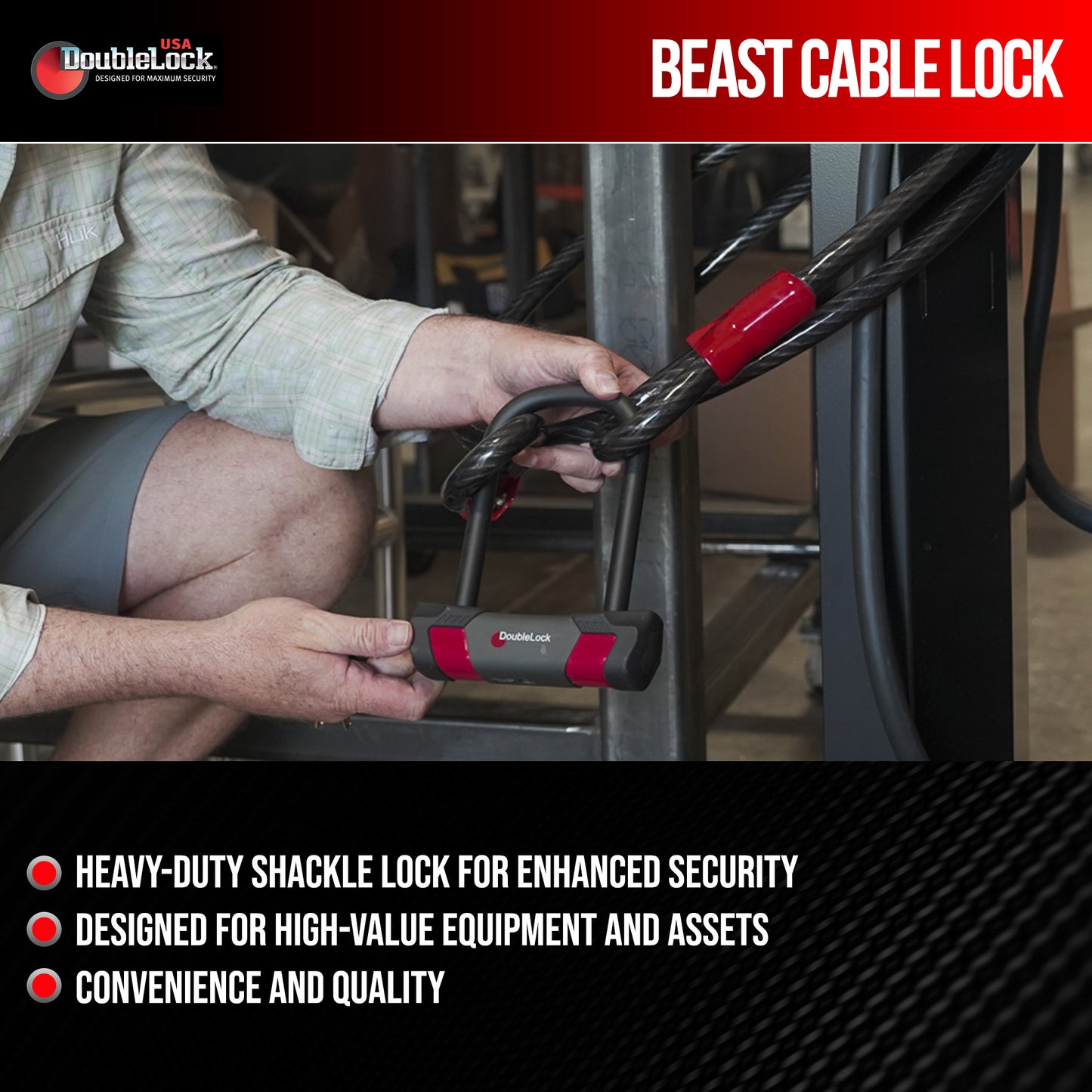 BEAST Ultra Duty Cable & Lock Bundle | Braided Steel Cable & U-Lock Combo