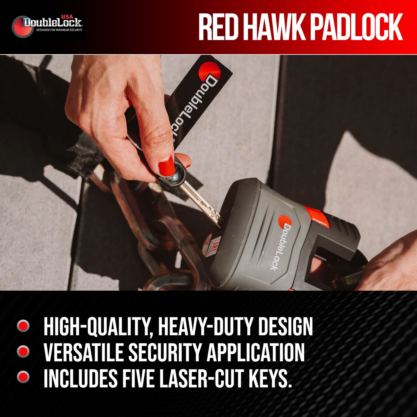 RED HAWK Ultra Duty Padlock | High-Shoulder Shackle Lock