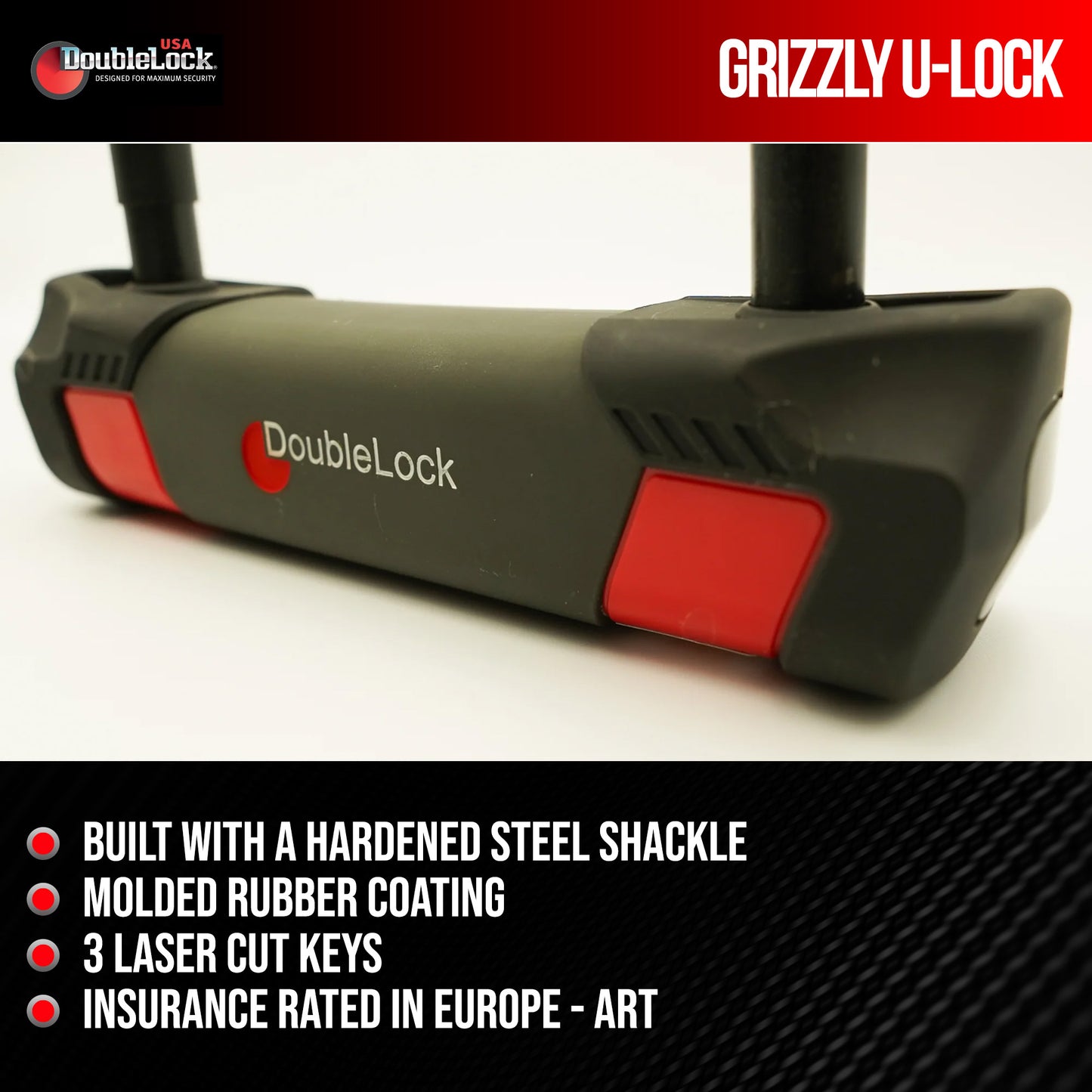 GRIZZLY U-Lock | Long Steel Shackle U-Lock