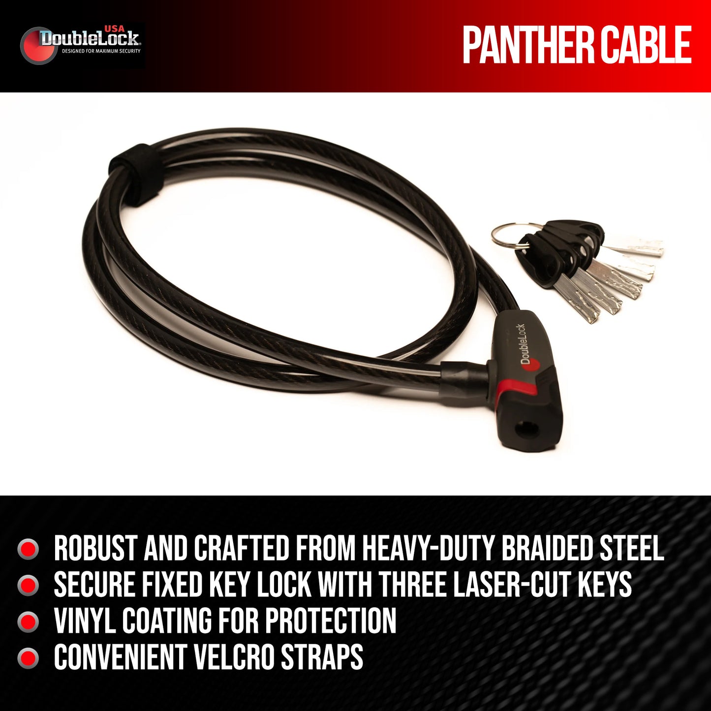 Panther Cable Lock | Braided Steel Cable & Keyed Lock