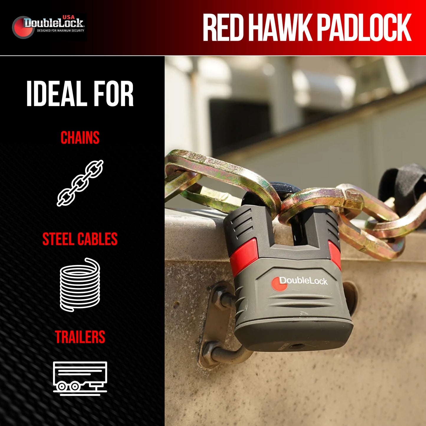 RED HAWK Ultra Duty Padlock | High-Shoulder Shackle Lock