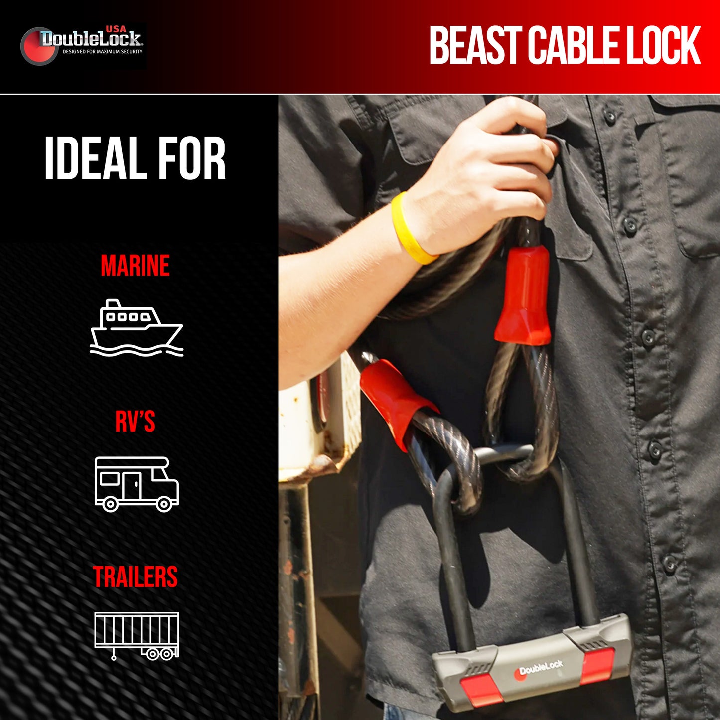 BEAST Ultra Duty Cable & Lock Bundle | Braided Steel Cable & U-Lock Combo