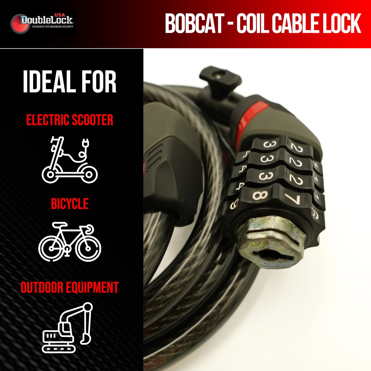 BOBCAT Coil Cable Lock | Combo Coil Cable & Lock