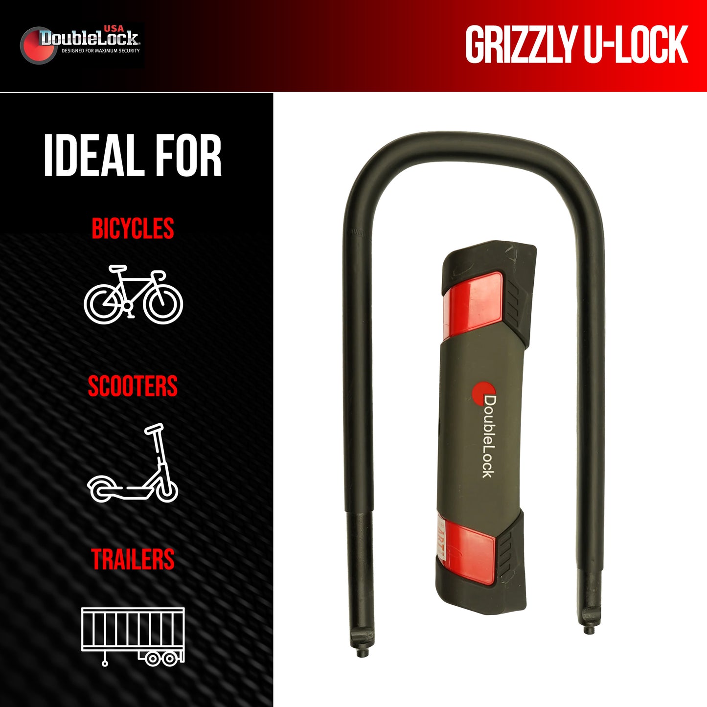 GRIZZLY U-Lock | Long Steel Shackle U-Lock