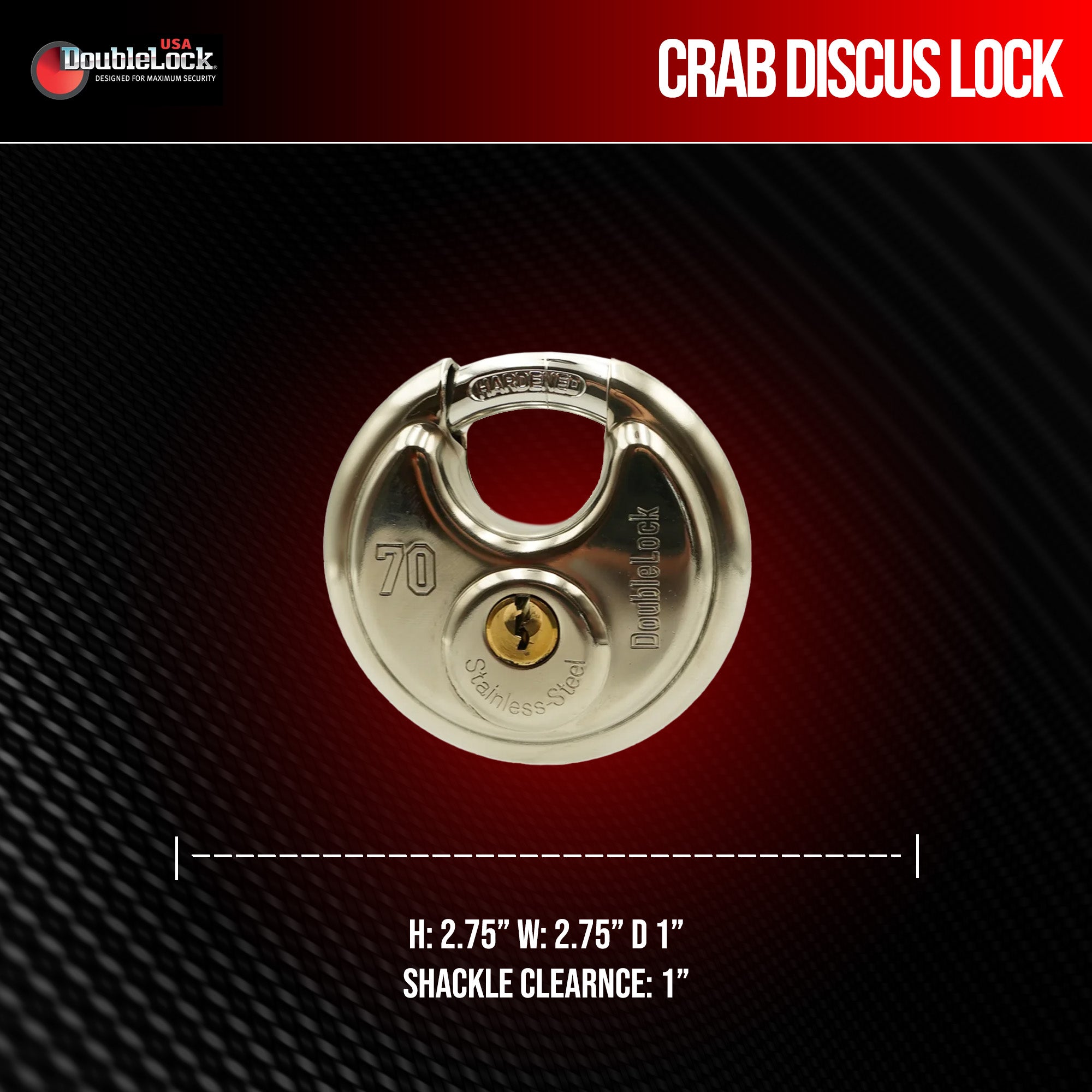 CRAB Discus Lock 2.0 Stainless Steel Anti-Pry DoubleLock USA