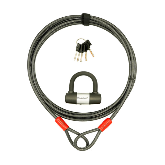 TIGER-SHARK Extra Long Cable & Lock Combo | Shackle Lock and Long Steel Cable Bundle